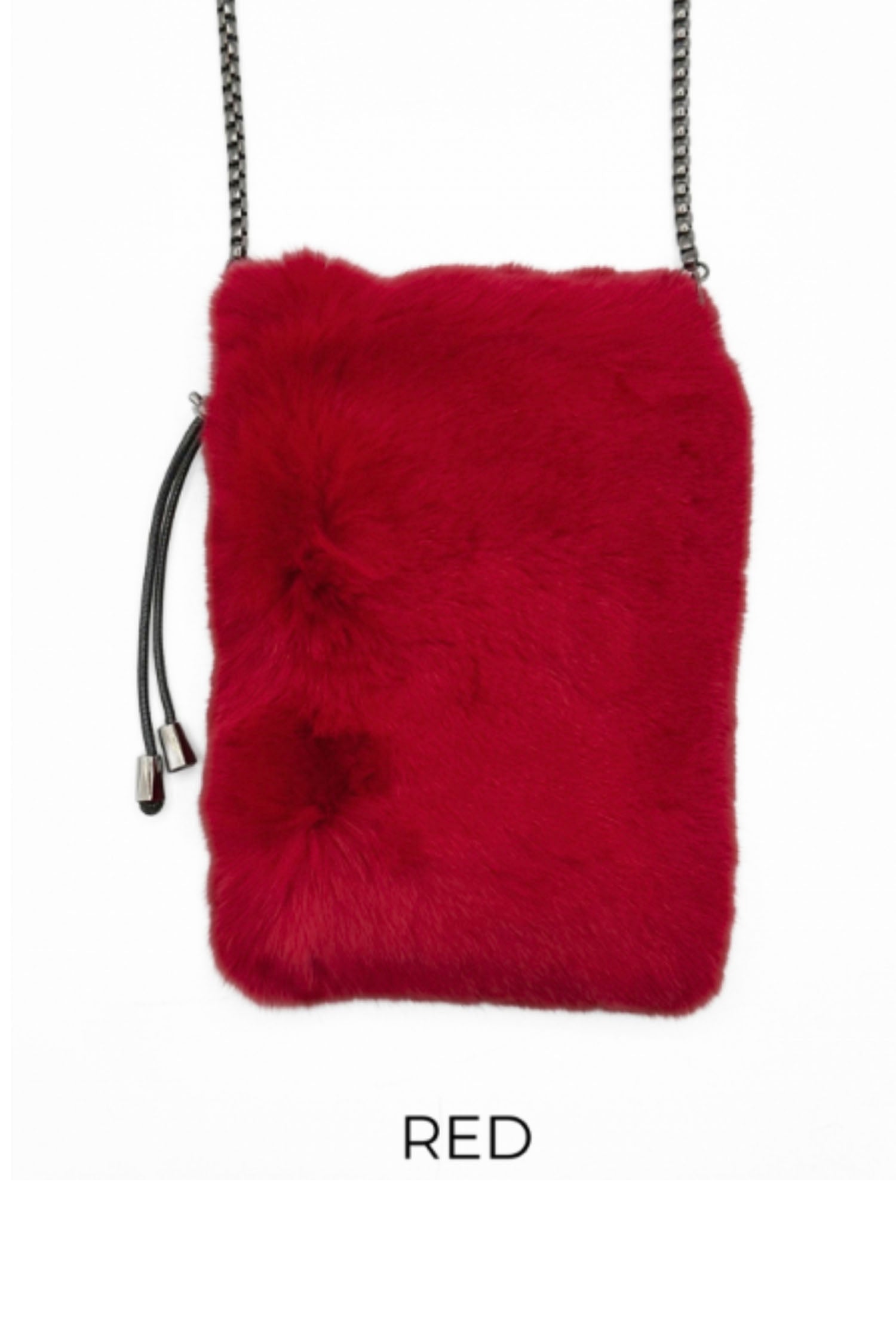 Linda Richards Genuine Rex Rabbit Mobile Crossbody Bag – Red, utopiaboutique.com