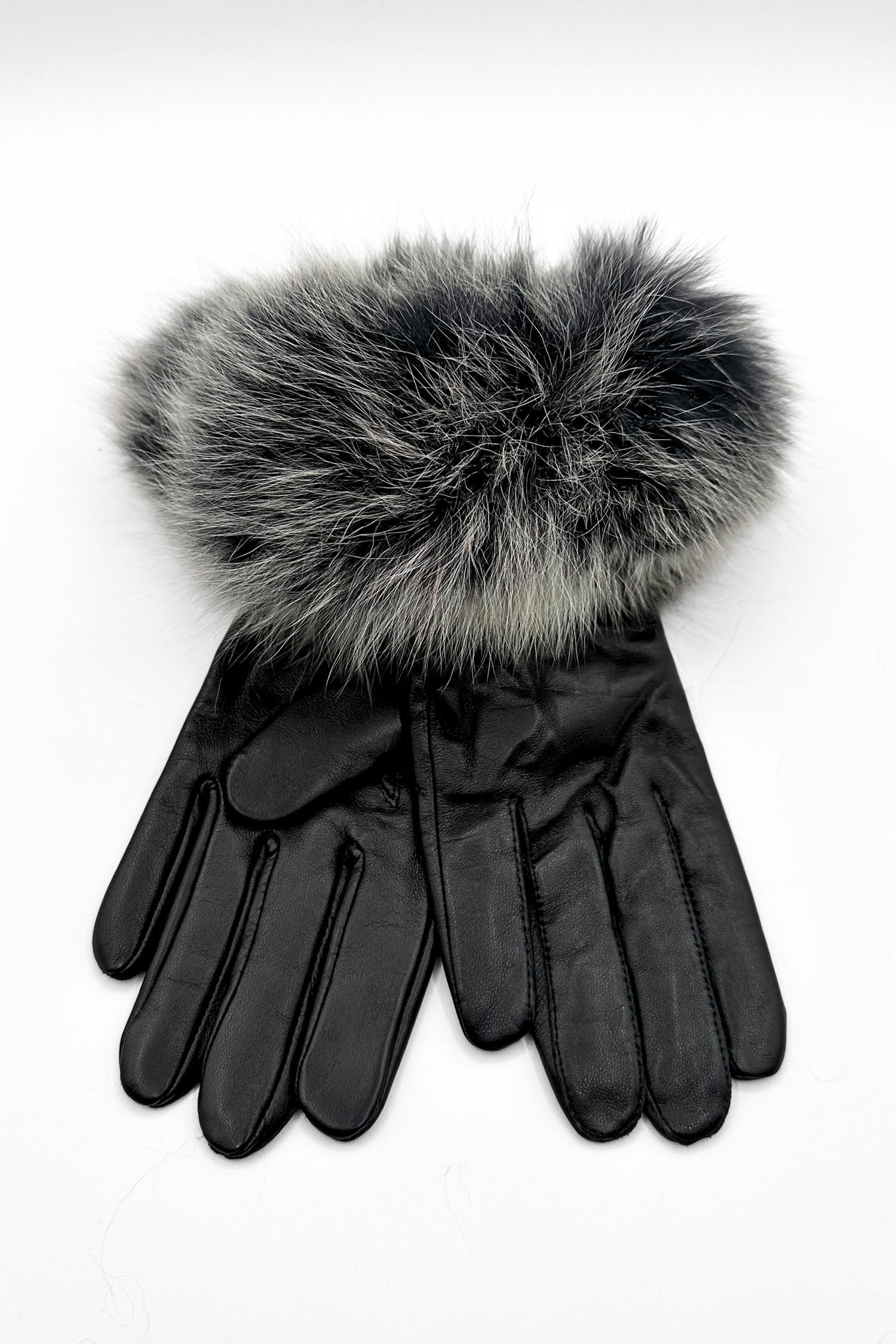 Linda Richards Genuine Leather Gloves with Genuine Fox Fur Trim, utopiaboutique.com