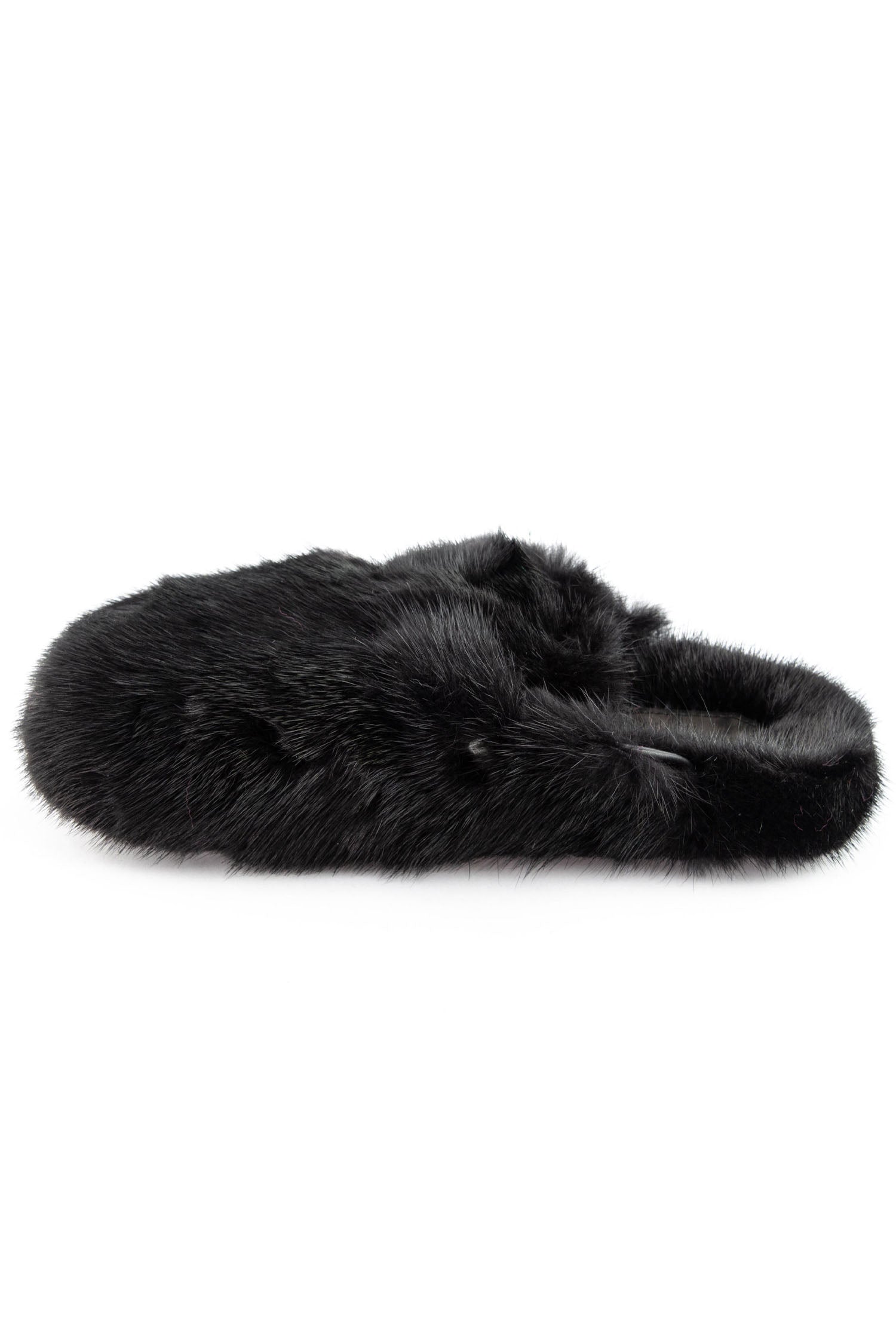 Linda Richards Mink Mule Black, utopiatulsa.com