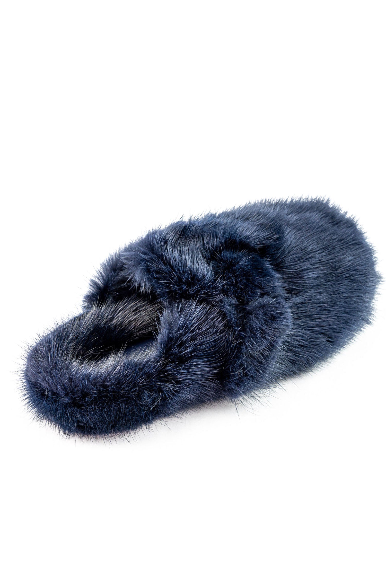 Linda Richards Mink Mule Navy, utopiatulsa.com
