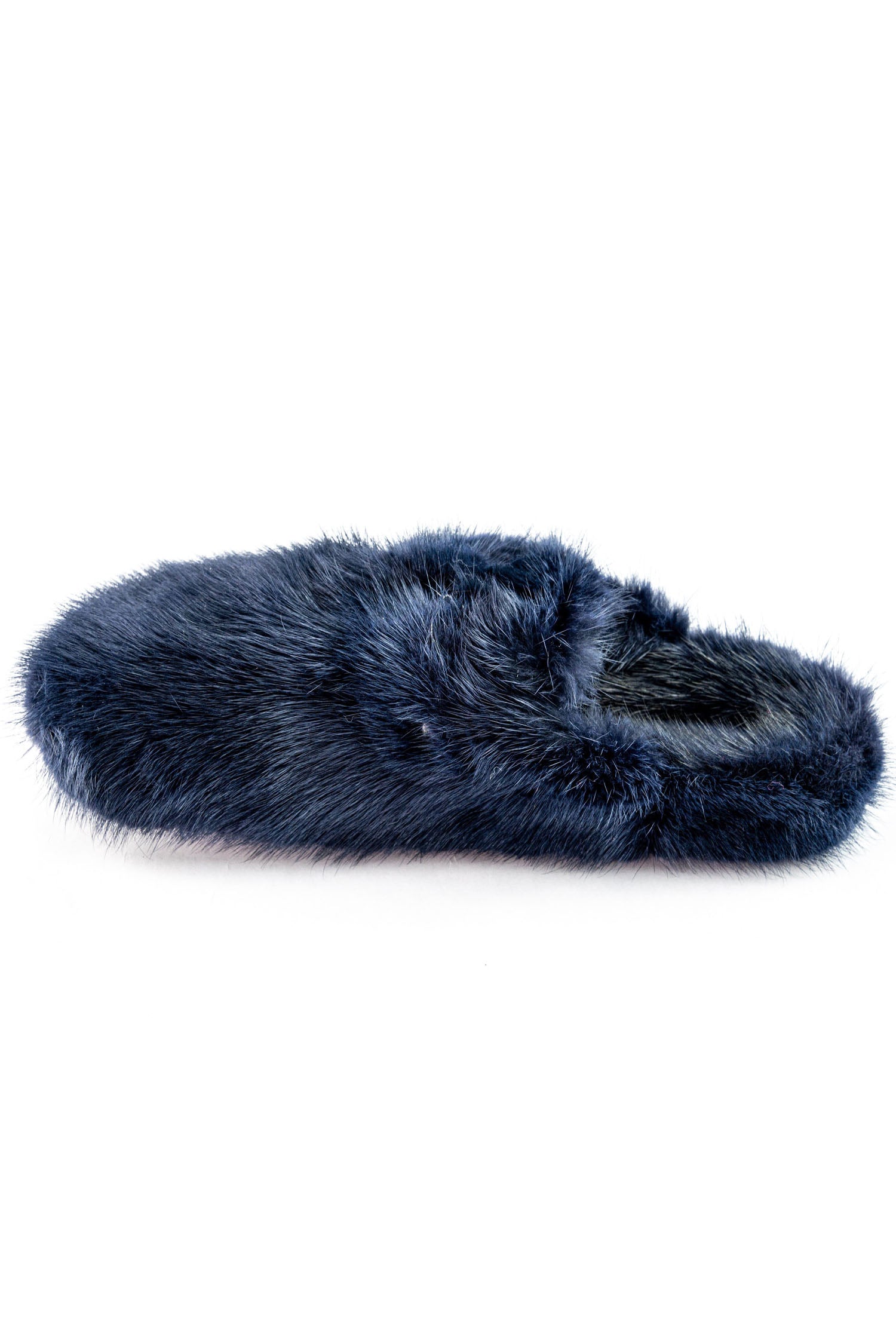 Linda Richards Mink Mule Navy, utopiatulsa.com