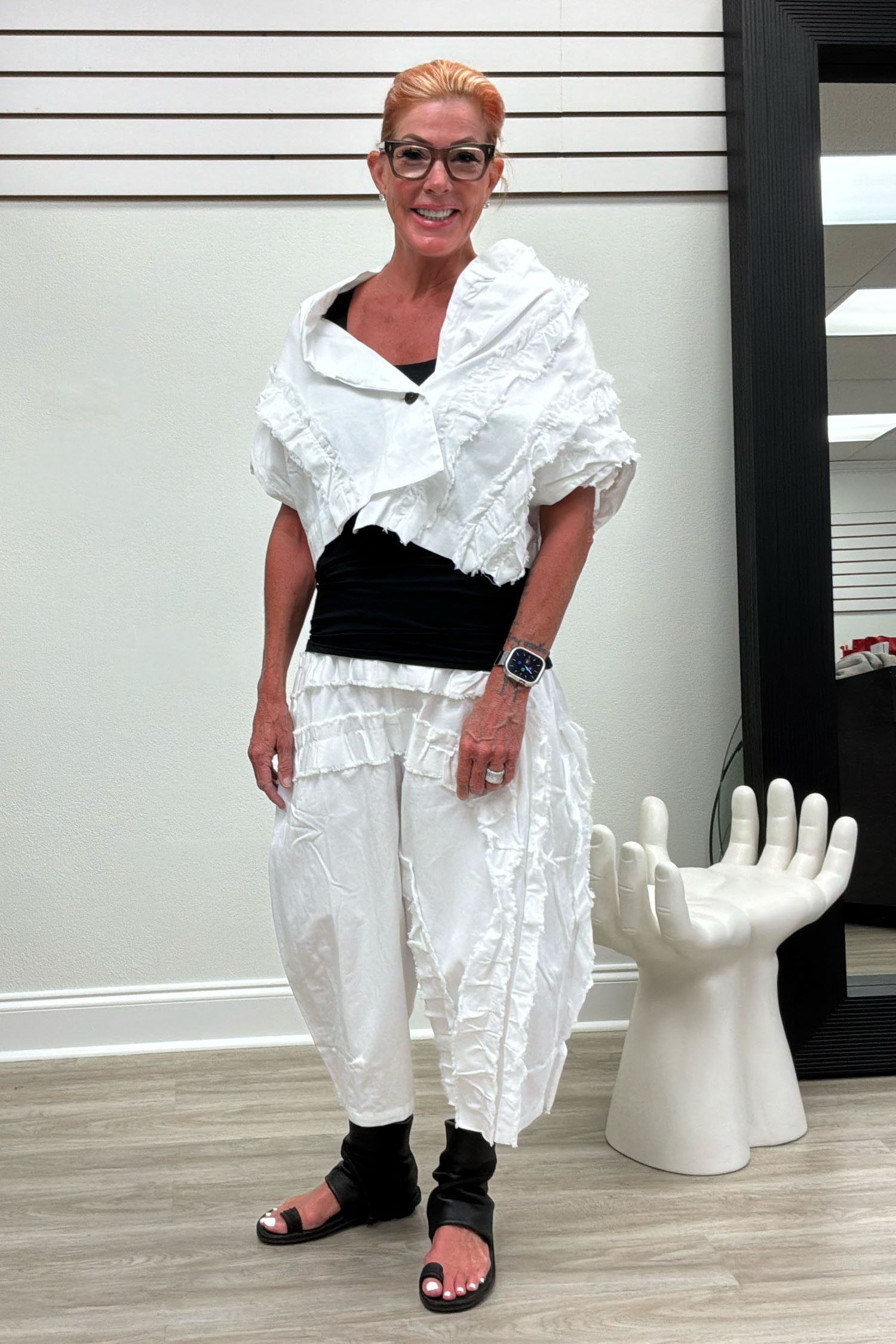 Outfit 5, Moyuru Ruffle Jacket &amp;amp; Pant Set – White, utopiatulsa.com