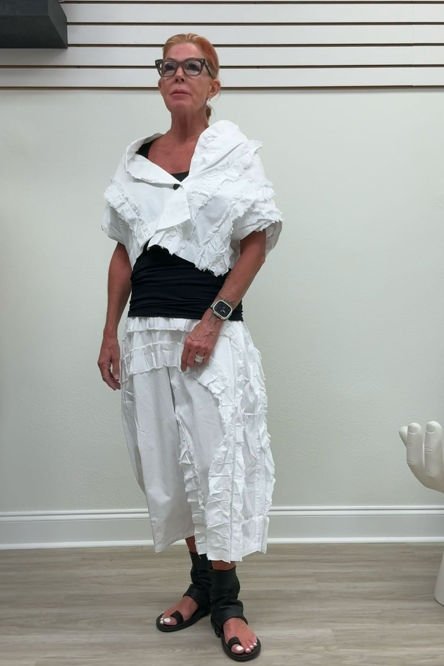 Outfit 5, Moyuru Ruffle Jacket &amp;amp; Pant Set – White, utopiatulsa.com