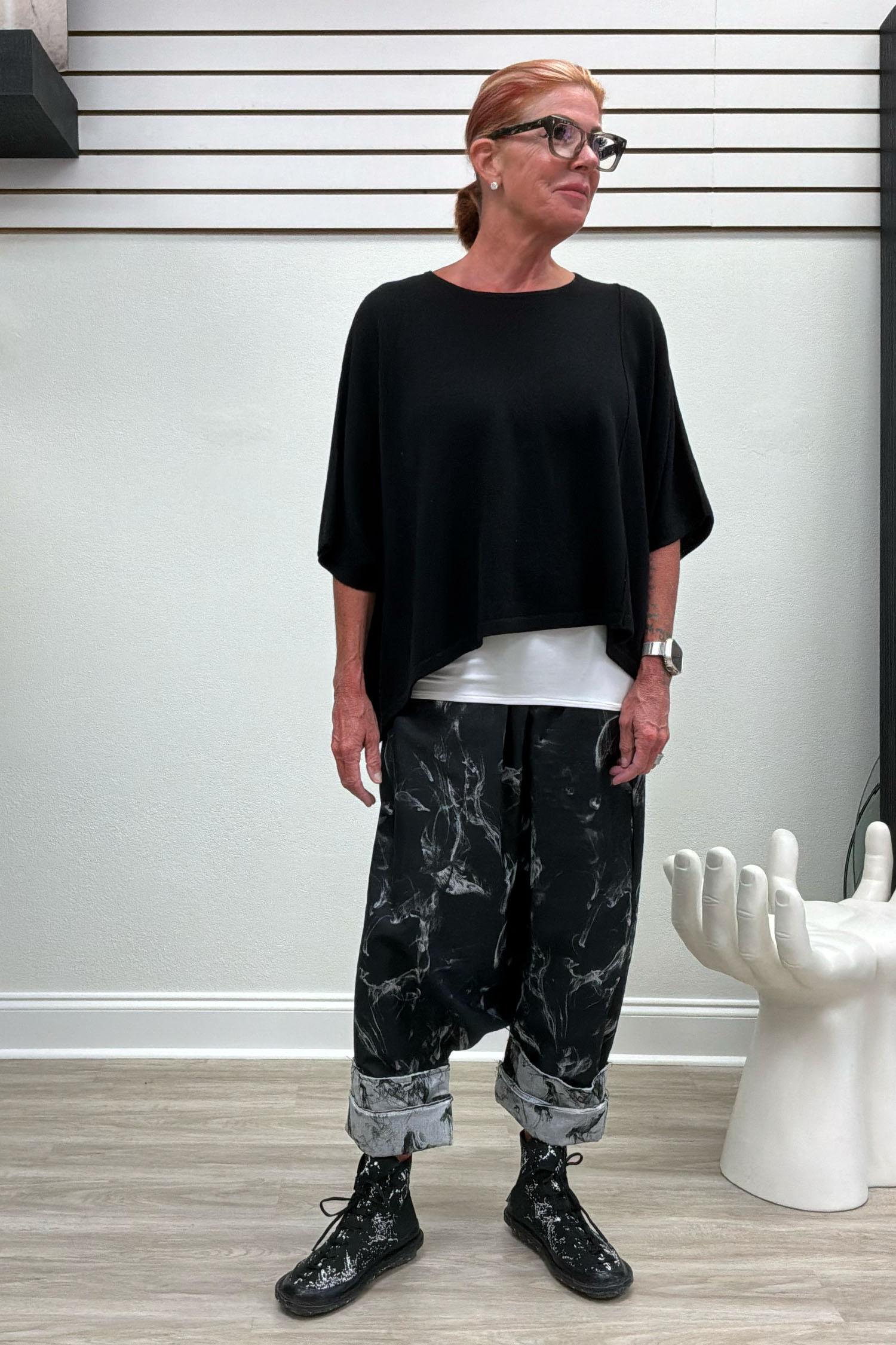 Anarkh + NRK Outfit 3 Saki pant and cashmere sweater, utopiatulsa.com